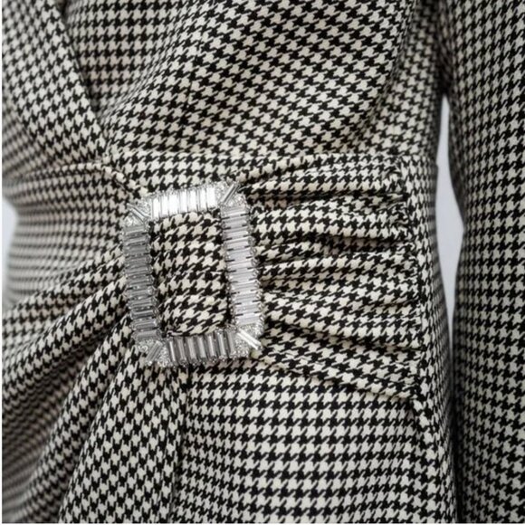 ZARA HOUNDSTOOTH BLAZER DRESS Crystal buckle Size M NEW WITH TAG! - Picture 11 of 15